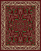 Burgundy Red Floral Scroll Vine Rug