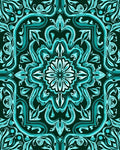 Teal Medallion Floral Swirl Rug