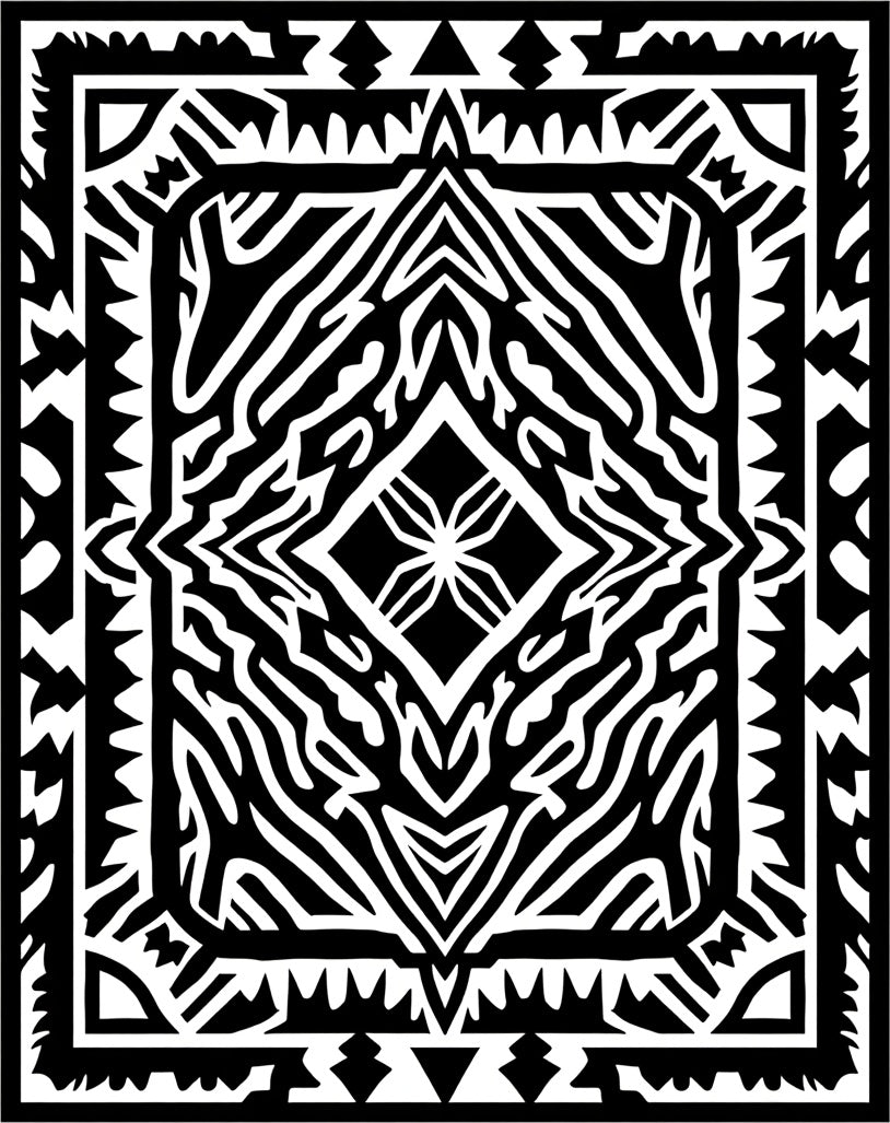 Bold Black And White Geometric Statement Rug