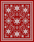 Crimson White Snowflake Lace Medallion Rug