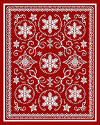 Crimson White Snowflake Lace Medallion Rug