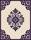 Dark Plum Damask Scroll Medallion Rug