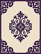 Dark Plum Damask Scroll Medallion Rug
