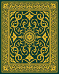 Emerald Green Gold Floral Medallion Rug