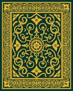 Emerald Green Gold Floral Medallion Rug