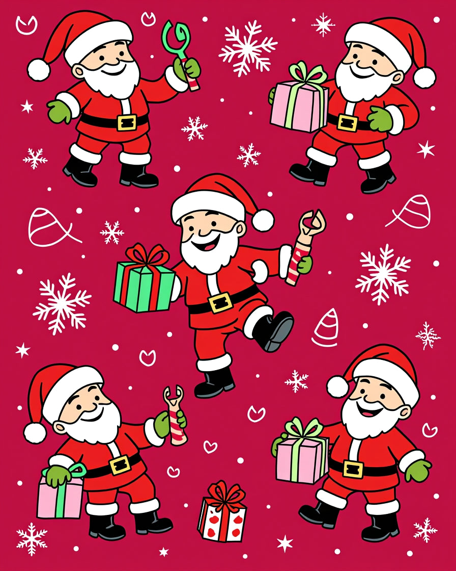 Jolly Santa Claus Holiday Christmas Presents Rug
