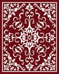 Crimson White Floral Medallion Accents Rug