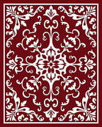 Crimson White Floral Medallion Accents Rug