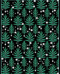 Emerald Frond Floral Black Rug