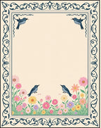 Spring Garden Birds Floral Frame Rug