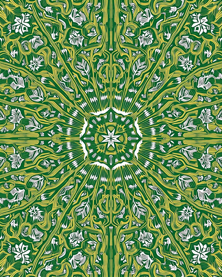 Emerald White Floral Starburst Rug