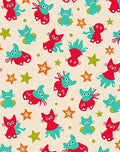 Whimsical Red Teal Kitty Starburst Rug