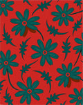 Bold Teal Floral Medallion Arrangement Rug