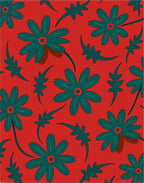 Bold Teal Floral Medallion Arrangement Rug