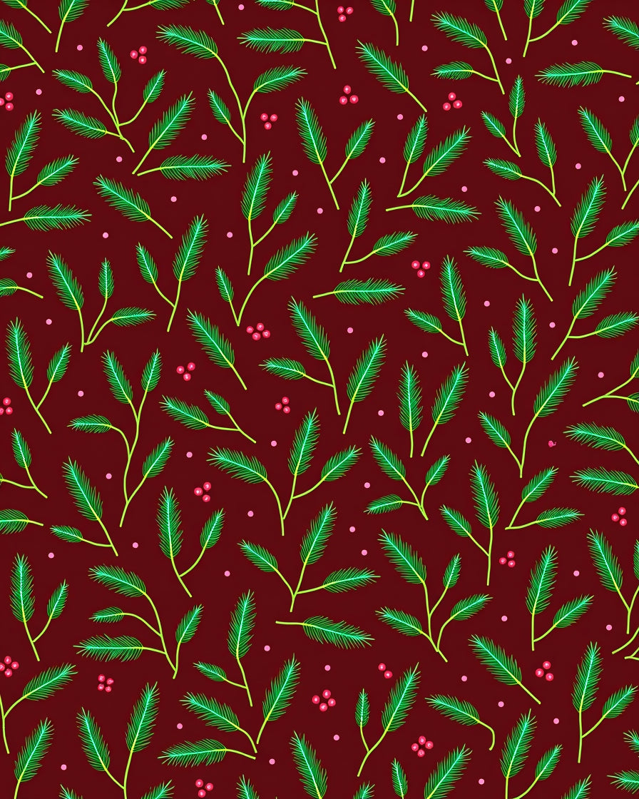 Festive Pine Sprigs Berry Accents Rug