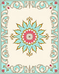 Coastal Teal Floral Starburst Rug