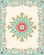 Coastal Teal Floral Starburst Rug