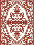 Crimson Cream Floral Crest Oval Rug