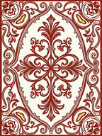Crimson Cream Floral Crest Oval Rug
