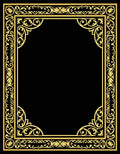 Ornate Gold Black Floral Border Rug
