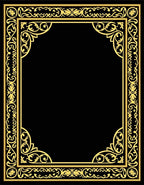 Ornate Gold Black Floral Border Rug