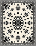 Black Floral Medallion Ivory Border Rug