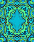 Turquoise Swirl Abstract Tile Rug