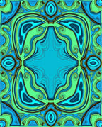 Turquoise Swirl Abstract Tile Rug
