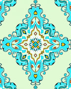 Aqua Teal Ornate Medallion Mandala Rug