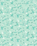 Teal Cream Whimsical Botanical Swirl Rug