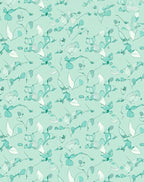 Teal Cream Whimsical Botanical Swirl Rug