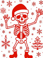 Jolly Red Skeleton Snowflakes Christmas Tree Rug