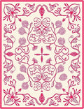 Crimson Floral Swirl Frame Rug
