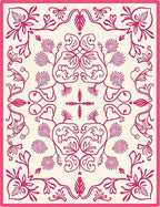 Crimson Floral Swirl Frame Rug