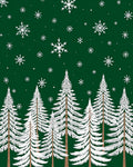 Dark Green White Snowy Pine Forest Rug