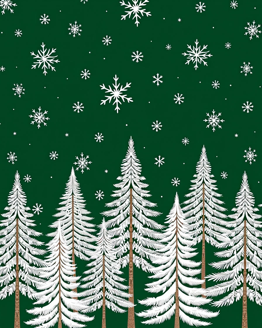 Dark Green White Snowy Pine Forest Rug