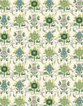 Green Blue Floral Vine Art Nouveau Rug