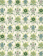 Green Blue Floral Vine Art Nouveau Rug
