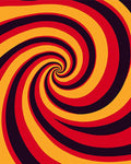 Vibrant Red Yellow Swirl Illusion Rug
