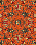 Ornate Orange Floral Swirl Medallion Rug