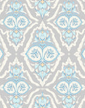 Light Gray Blue Floral Damask Rug