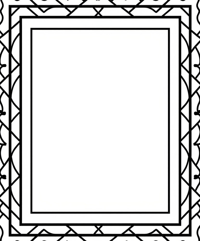 Art Deco Black Geometric Border Rug