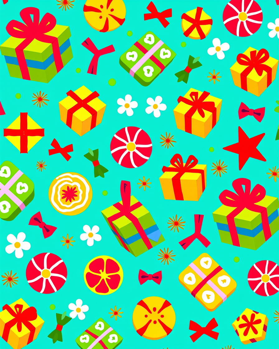 Joyful Gift Boxes Flower Star Medley Rug
