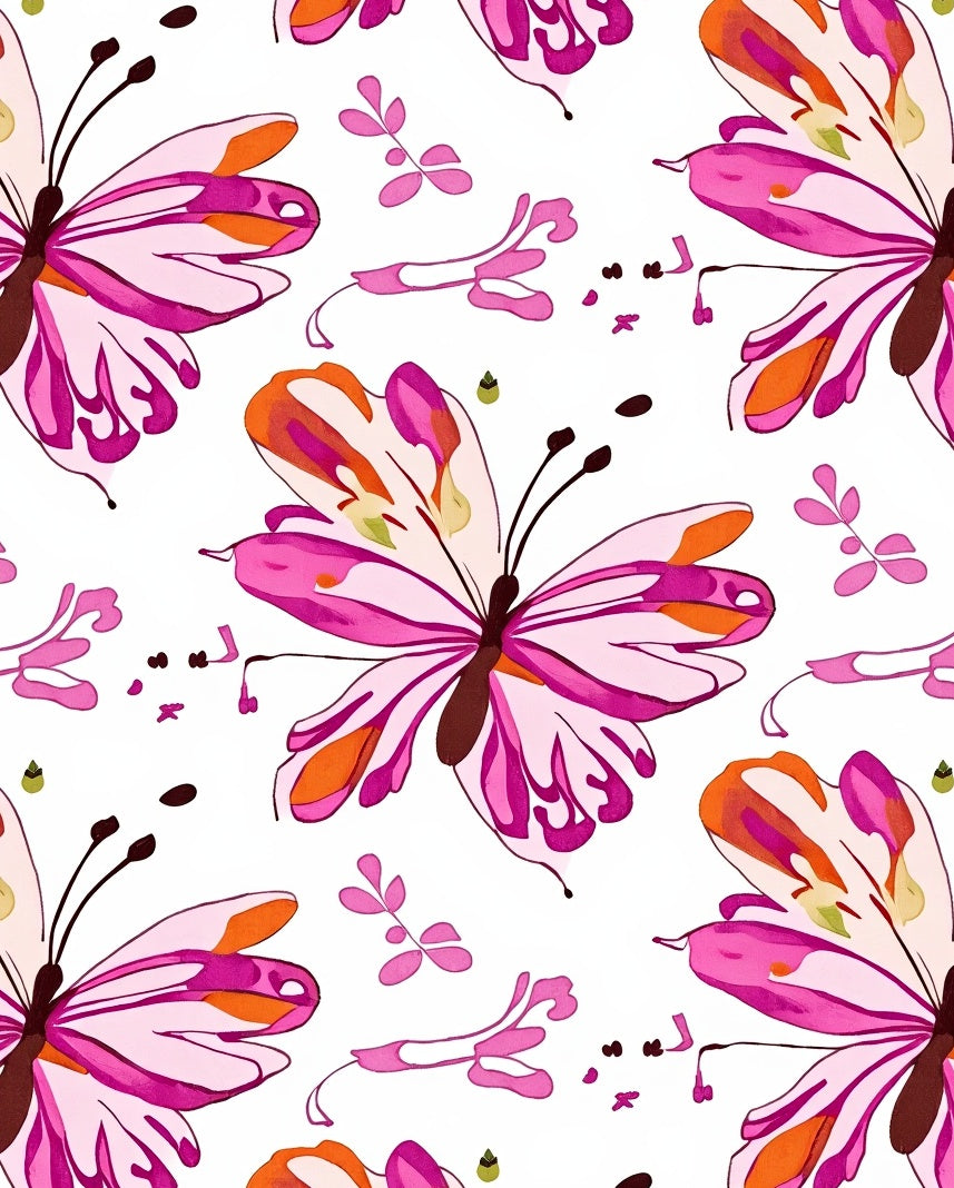 Whimsical Pink Butterfly Garden Rug