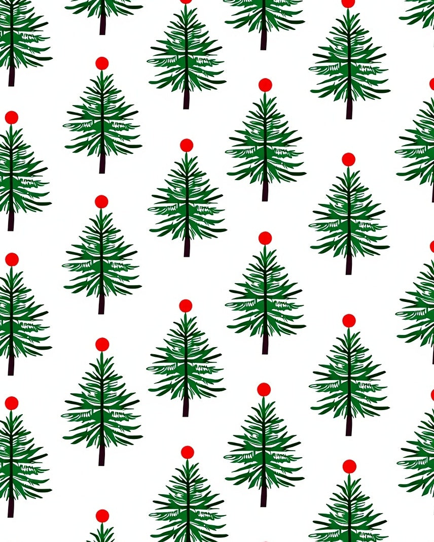Green Christmas Trees Red Orb Rug