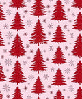 Crimson Christmas Trees Snowflake Arrangement Rug