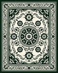 Dark Green Cream Floral Medallion Rug