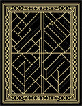 Art Deco Golden Geometric Black Rug