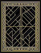 Art Deco Golden Geometric Black Rug