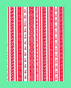 Red White Vertical Stripe Swirl Rug
